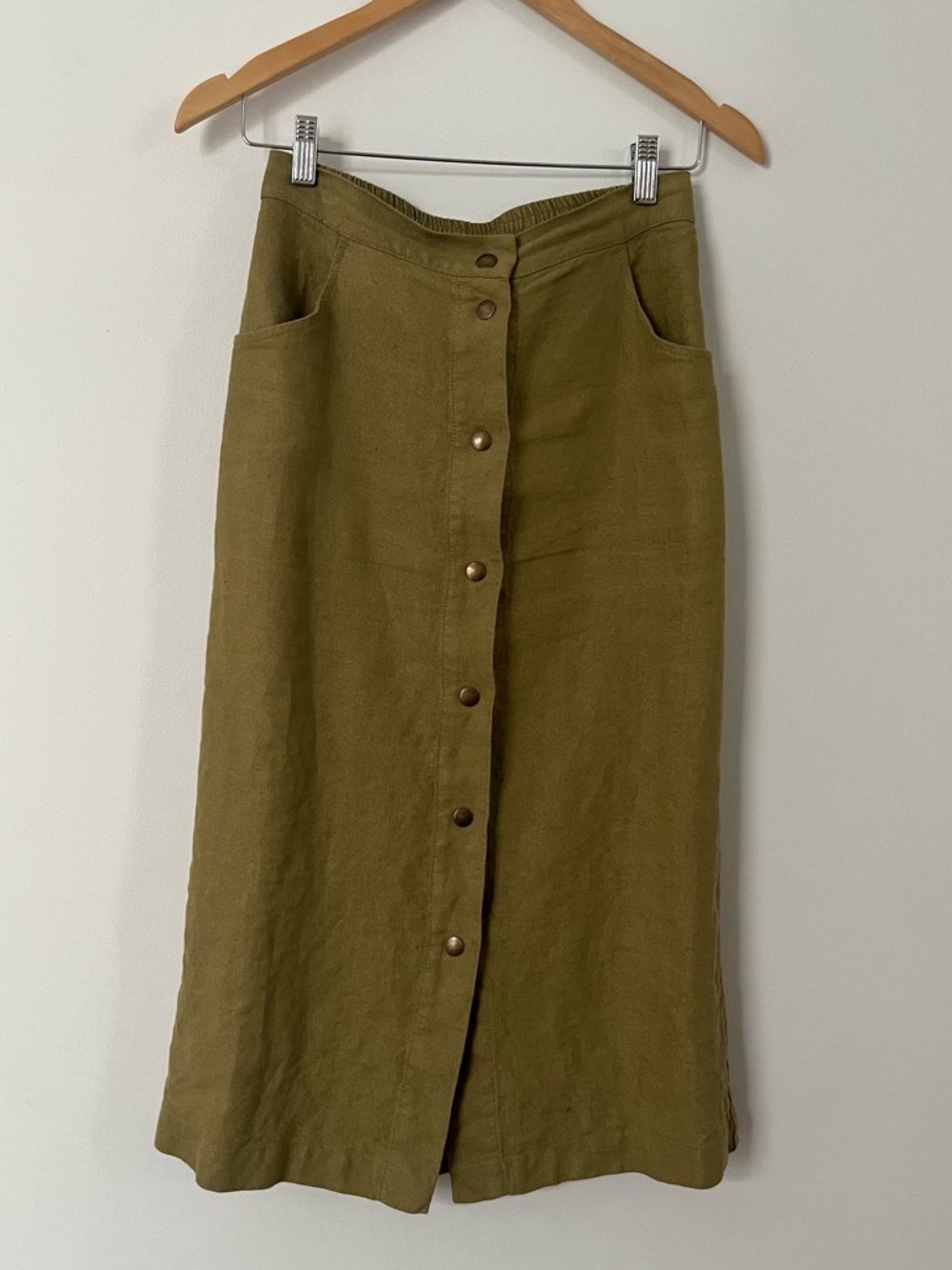 Linenfox Heidi Linenfox skirt in heavy linen olive green - Picture 4 of 8